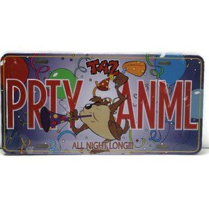 Taz Party Animal Booster License Plate Vintage Party Animal Warner Bros Disney